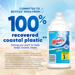 Windex Vinegar Window and Glass Cleaner Refill Bottle - 67.6 fl oz: Dye-Free, Paraben-Free, Phosphorus-Free