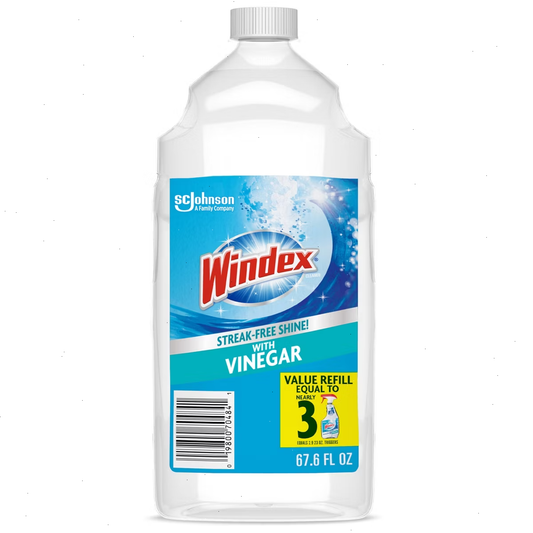 Windex Vinegar Window and Glass Cleaner Refill Bottle - 67.6 fl oz: Dye-Free, Paraben-Free, Phosphorus-Free