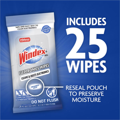 Windex Electronic Cleaner Wipes Pre-Moistened - 25ct